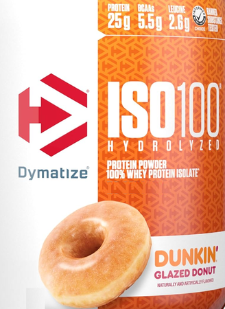 -Dymatize ISO 100 Whey Protein Isolate Dunkin Glazed Donut - 50 Single Serving Packets
