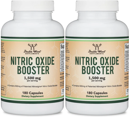 Double Wood Supplements Nitric Oxide Booster - 2 x 180 Capsule Bottles TWINPACK