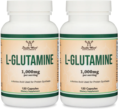Double Wood Supplements L-Glutamine - 2 x 120 Capsule Bottles TWINPACK