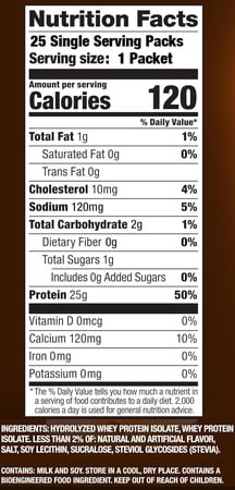 -Dymatize ISO 100 Whey Protein Isolate Dunkin Glazed Donut - 50 Single Serving Packets