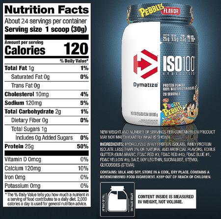 -Dymatize ISO 100 Whey Protein Isolate Fruity Pebbles - 4.8 Lb (72 Servings) (3 x 1.6 Lb Btls)  3 PACK