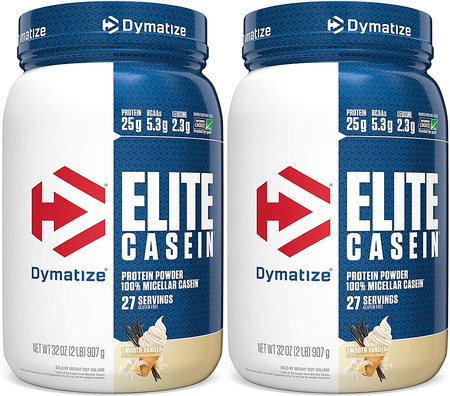 -Dymatize Elite Casein Protein Vanilla - 4 lb (2 x 2 Lb Btls)  *Expiration date 10/25 TWINPACK