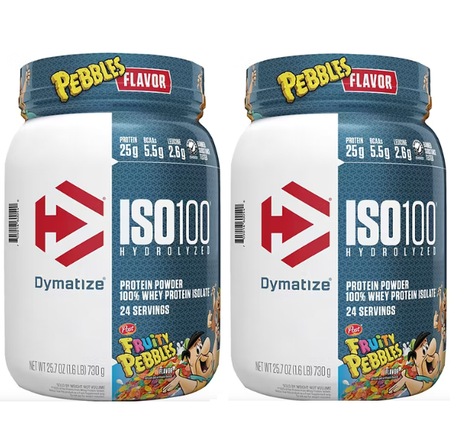 -Dymatize ISO 100 Whey Protein Isolate Fruity Pebbles - 3.2 Lb (48 Servings) (2 x 1.6 Lb Btls)  TWINPACK