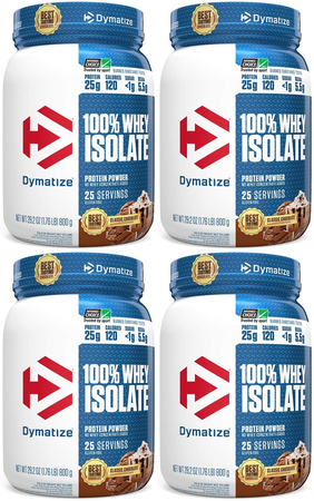 Dymatize 100% Whey Isolate Chocolate  -100 Servings 7 Lb (4 x 25 Servings)  4 PACK