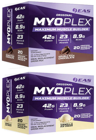 EAS Myoplex Shake Mix Chocolate/Vanilla - 40 Packets (20 Each Flavor)  TWINPACK (FREE SHIPPING)