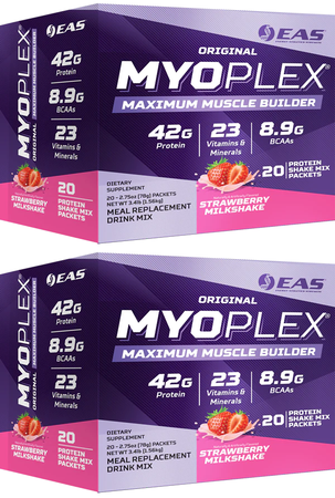 EAS Myoplex Shake Mix Strawberry - 40 Packs (2 x 20 Pack Boxes) (FREE SHIPPING)  TWINPACK