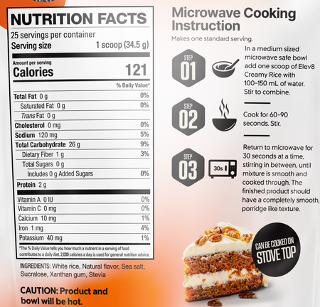 Elev8 Creamy Rice  Carrot Cake - 25 Servings