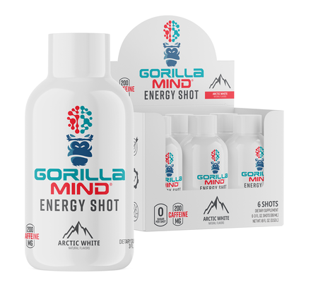 Gorilla Mind Energy Shot 3oz  Arctic White - 6 Bottles