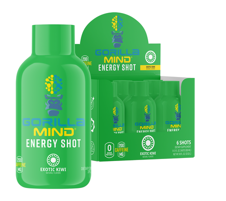 Gorilla Mind Energy Shot 3oz  Exotic Kiwi  - 6 Bottles