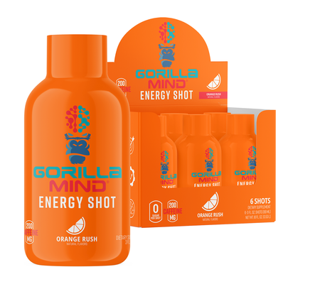 Gorilla Mind Energy Shot 3oz  Orange Rush - 6 Bottles