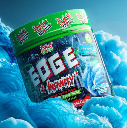 Psycho Pharma Edge of Insanity Pre Workout Blue Cotteon Candy - 25 Servings
