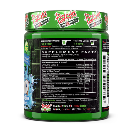 Psycho Pharma Edge of Insanity Pre Workout Blue Lemonade - 25 Servings