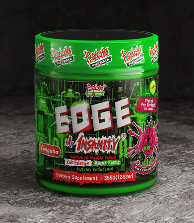 Psycho Pharma Edge of Insanity Pre Workout  Ricky's Rotund Raspberry - 25 Servings