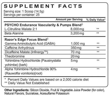 Psycho Pharma Edge of Insanity Pre Workout  Cherry Bomb - 25 Servings