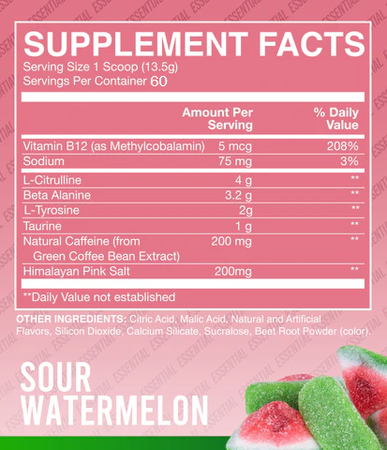 RAW CBUM Essential Pre-Workout  Sour Watermelon - 60 SERVINGS!!