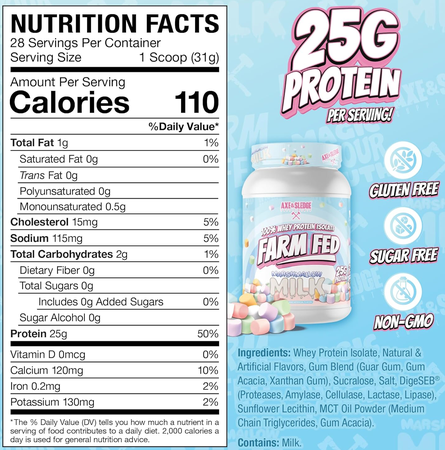 Axe & Sledge Farm Fed Whey Isolate Protein Marshmallow Milk - 25 Servings