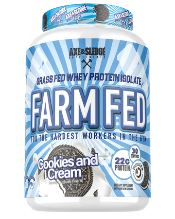 Axe & Sledge Farm Fed Protein  Grass-fed Whey Protein Isolate  Cookies and Cream - 30 Servings
