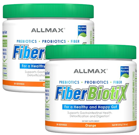 AllMax Nutrition FiberBiotiX Orange - 60 Servings (2 x 30 Serv Btls) TWINPACK  Complete Gut Health - Probiotics - Prebiotics - Fiber