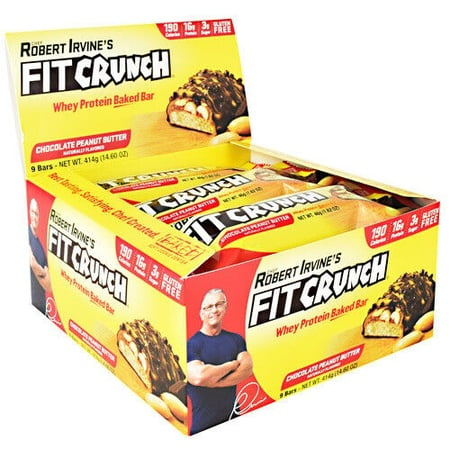 Chef Robert Irvine's Fit Crunch Snack Size Bars Chocolate Peanut Butter - 9 Bars (46g Size)