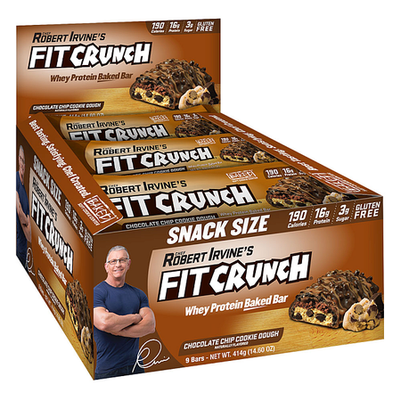 Chef Robert Irvine's Fit Crunch Snack Size Bars Chocolate Chip Cookie Dough - 9 Bars (46g Size)