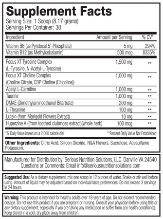 SNS Serious Nutrition Solutions Focus XT  Peach Rings - 30 Servings