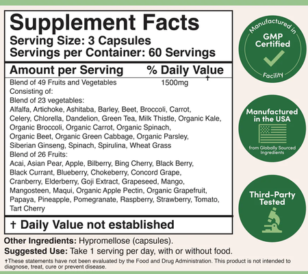 Double Wood Supplements Daily Fruit and Veggies - 180 Capsules
