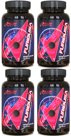 -Apollon Nutrition Furiousa  Energy - Focus - Pre-Workout - 400 Capsules (4 x 100 Cap Btls)  4 PACK