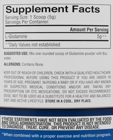 Gaspari Nutrition Glutamine Pure L-Glutamine Powder Unflavored - 1000 Grams (200 Servings)