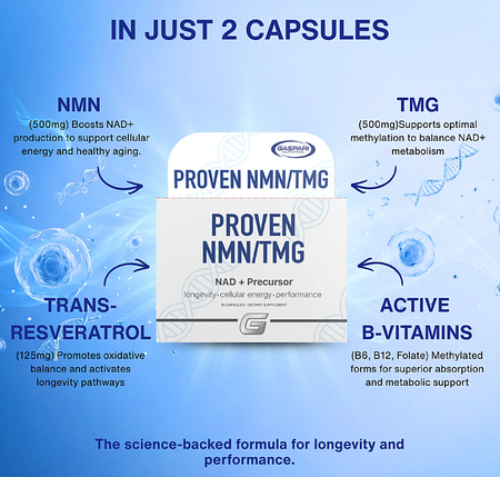 Gaspari Proven NMN+TMG - 2 x 60 Capsule Bottles TWINPACK