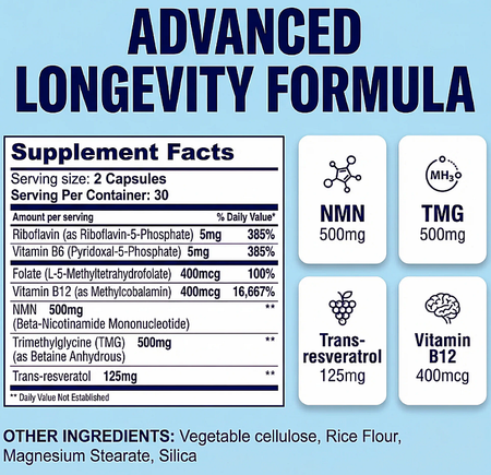 Gaspari Proven NMN+TMG - 2 x 60 Capsule Bottles TWINPACK