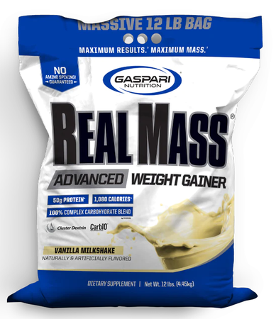 Gaspari Nutrition Real Mass Advanced Weight Gainer Vanilla - 12 Lb
