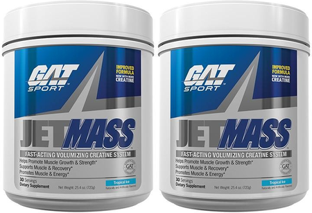 GAT JetMass Tropical Ice  Fast-Acting Volumizing Creatine System - 60 Servings (2 x 30 Serving Btls) TWINPACK