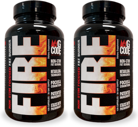 GCode Nutrition FIRE Stim Free Fat Burner - 2 x 120 Capsule Bottles TWINPACK