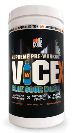 GCode Nutrition Vice X  Pre Workout  Blue Sour Diesel - 30 Servings