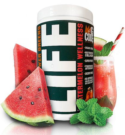 GCode Nutrition LIFE Natural Power Greens Watermelon Wellness - 30 Servings  *Expiration date 2/26