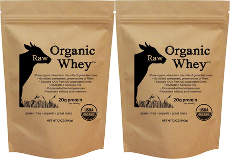 Raw Organic Grass Fed Whey Protein  Unflavored - 24 oz 28 Servings (2 x 12 oz Bags) TWINPACK