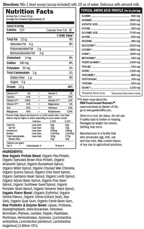 Garden of Life Raw Organic Protein Vanilla - 20 Servings