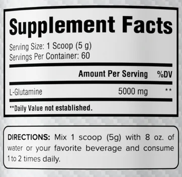 Core Nutritionals Glutamine Pure Powder  Unflavored - 300 Grams (60 Servings)