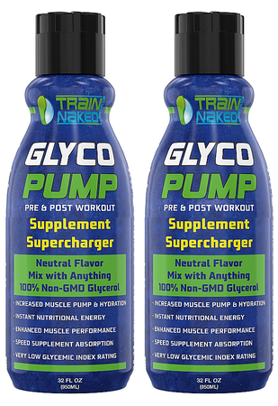 Glyco PUMP 100% Liquid Glycerol  Neutral Flavor - 64 oz. 128 Servings (2 x 32 oz. Bottles)  TWINPACK
