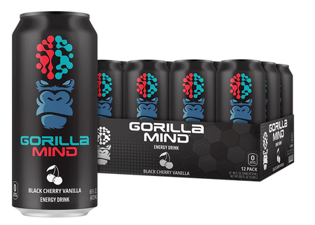 Gorilla Mind Energy Drink  Black Cherry Vanilla - 12 x 16oz cans