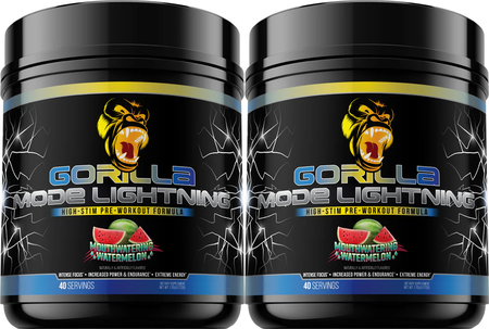 Gorilla Mind Gorilla Mode LIGHTNING High-Stim Pre-Workout Formula  Watermelon - 2 x 40 Serving Btls  TWINPACK