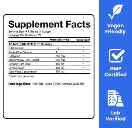 Project AD Good Mornin - Detox & Gut Performance Drink  Crisp Apple Juice - 48 Servings (2 x 24 Serving Bottles)  TWINPACK