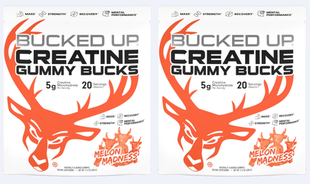 Bucked Up Creatine Gummy Bucks Creatine Gummies  Melon Madness - 40 x 5g Servings (2 x 20 Serving Bags)  TWINPACK