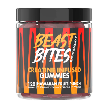 Beast Bites Creatine Infused Gummies  Hawaiian Fruit Punch  - 30 Servings