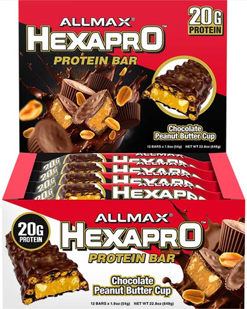 AllMax Hexapro Protein Bar  Chocolate Peanut Butter Cup - 12 Bars