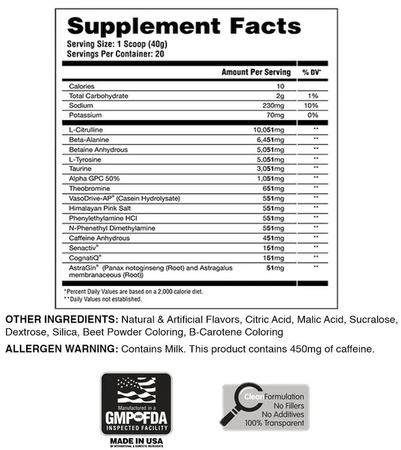 Apollon Nutrition Hooligan V51 Extreme Pre-Workout  Strawberry Mango - 20 Servings