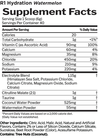 Rule 1 Hydration - Premium Electrolyte Complex  Strawberry Kiwi - 40 Servings