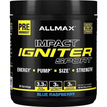 AllMax Nutrition IGNITER Sport Pre Workout - Blue Raspberry - 50 Servings