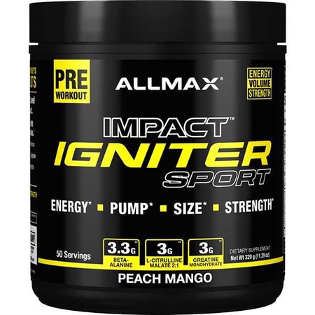 AllMax Nutrition IGNITER Sport Pre Workout - Peach Mango - 50 Servings