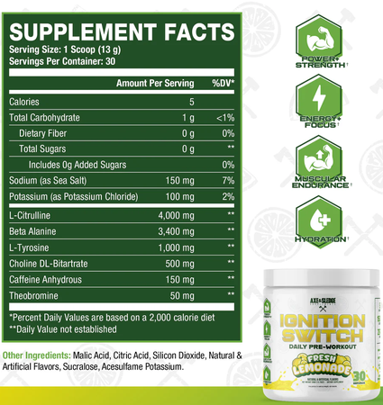 Axe & Sledge Ignition Switch Pre-Workout  Fresh Lemonade - 30 Servings